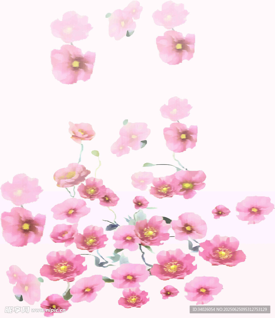 粉色烂漫花朵飘落场景