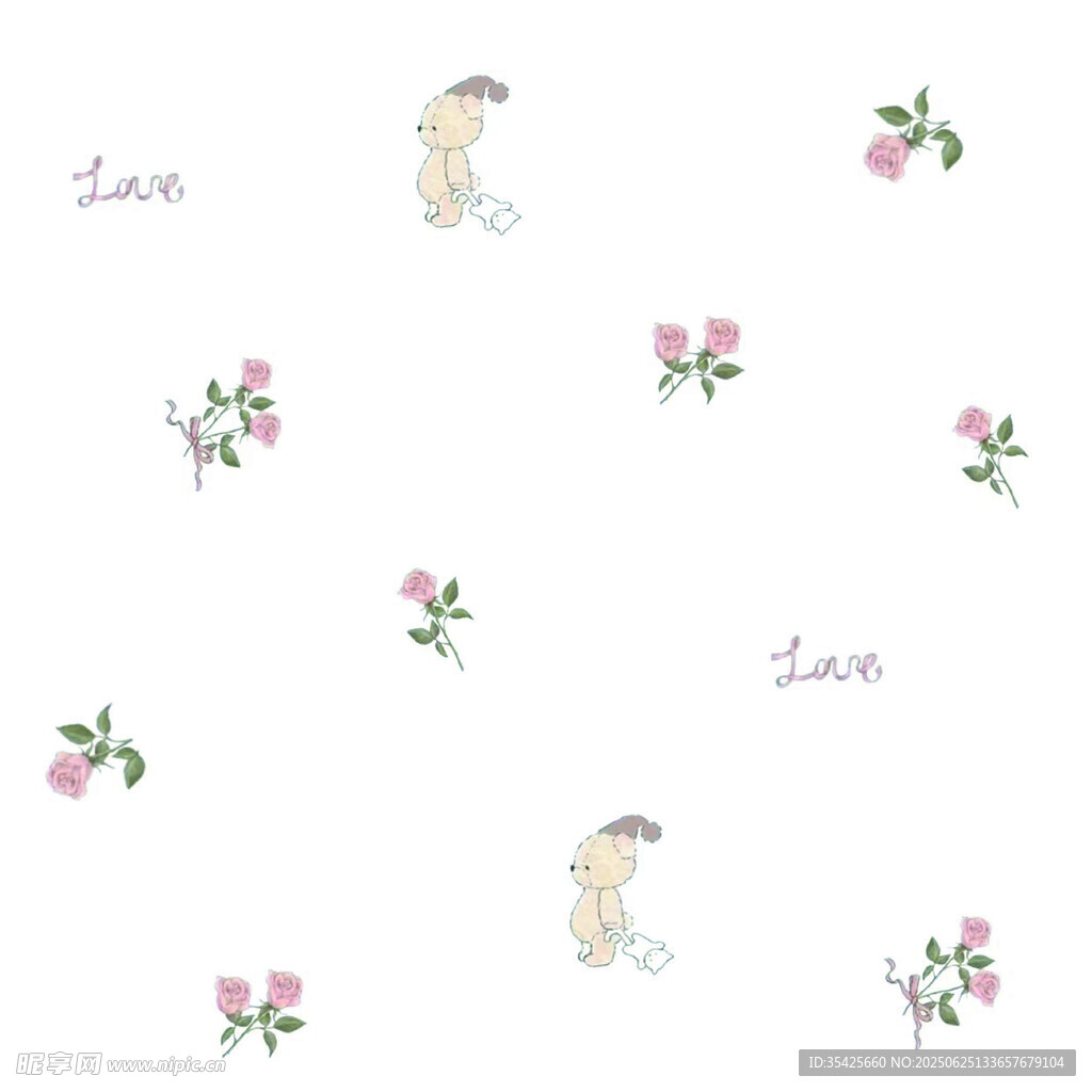 兔子花卉简约图案背景