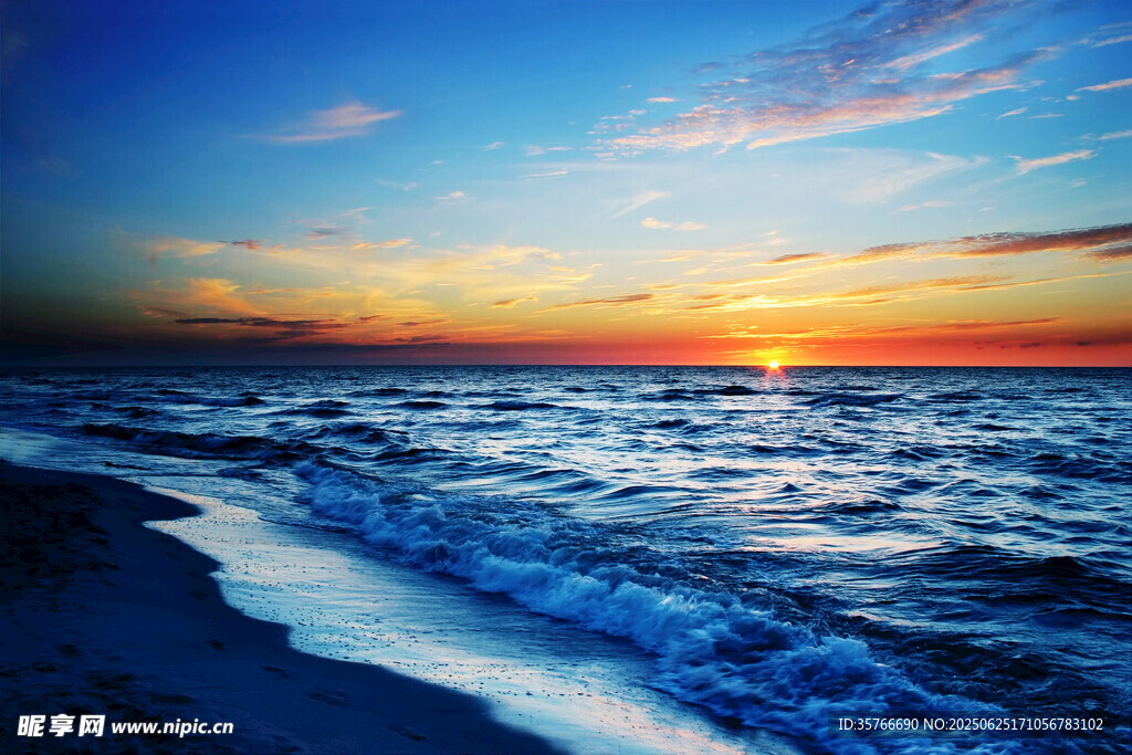 海边绝美日落海景图