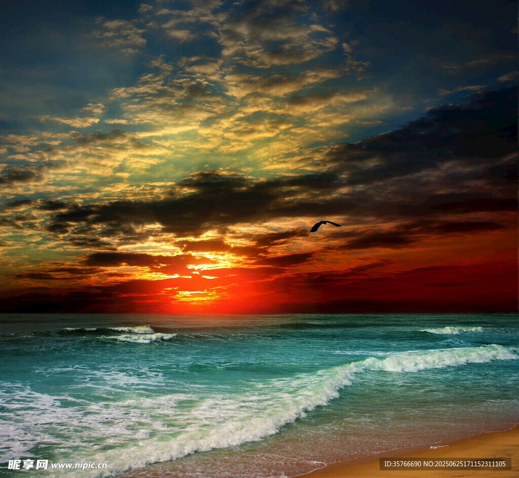 海边绝美日落海景图