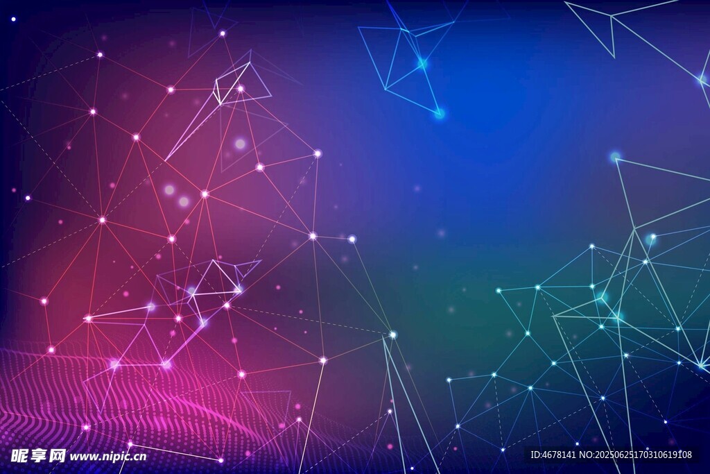 梦幻几何线条科技背景图