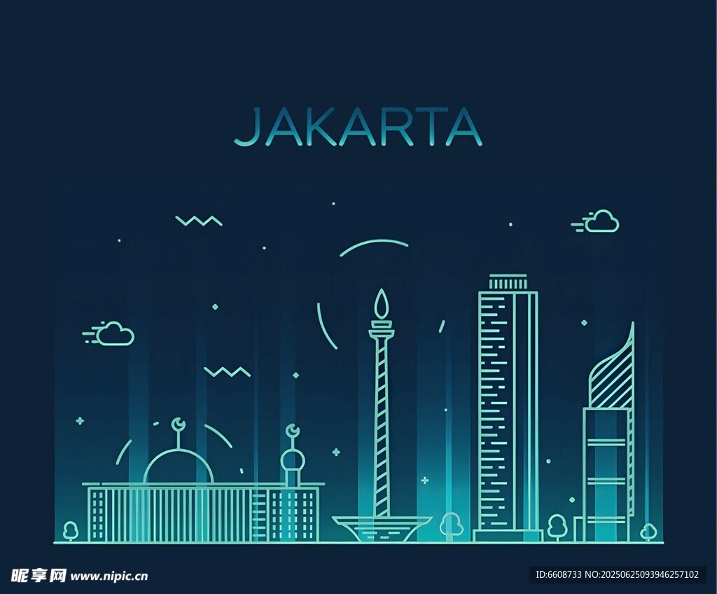 雅加达城市天际线夜景图