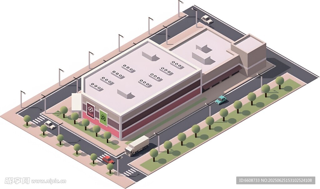 现代化多层建筑鸟瞰图