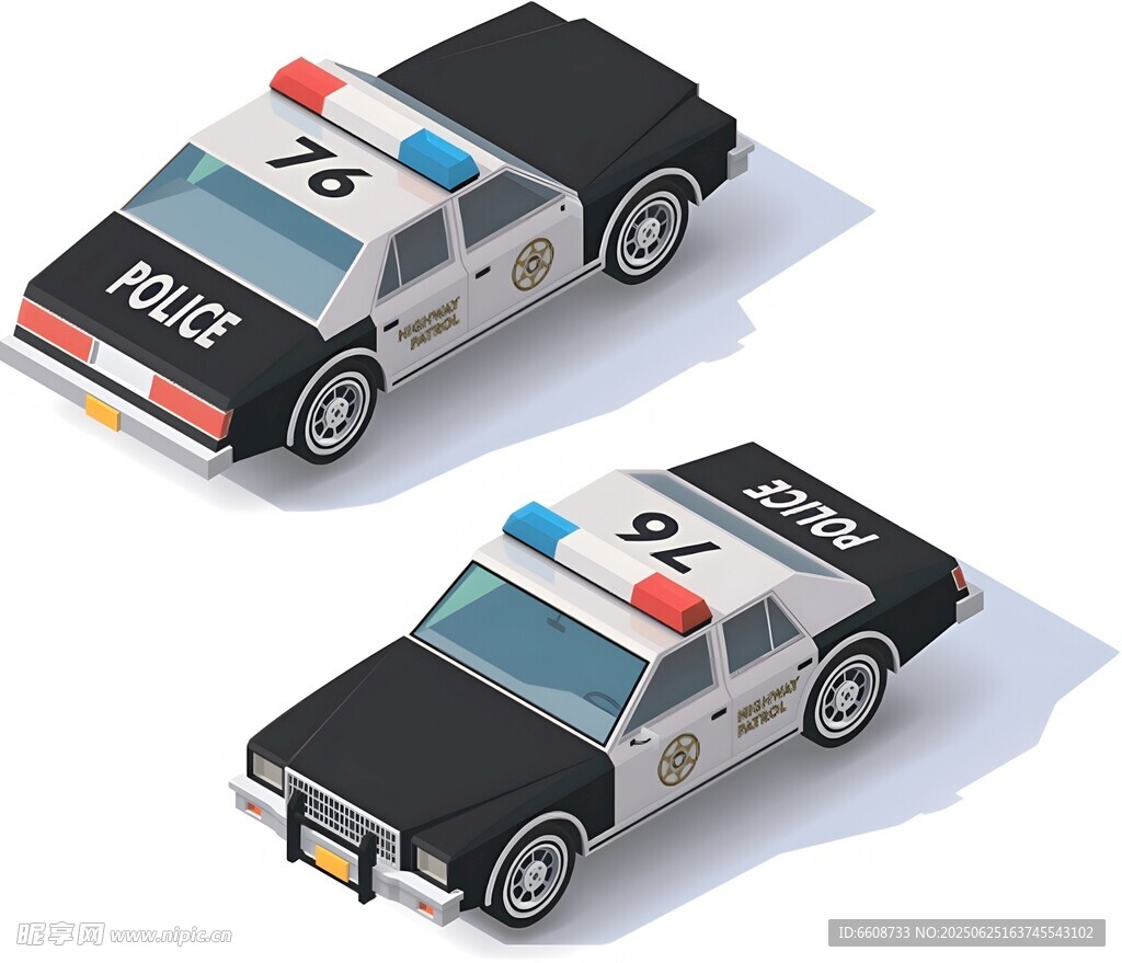 两辆警用巡逻车模型