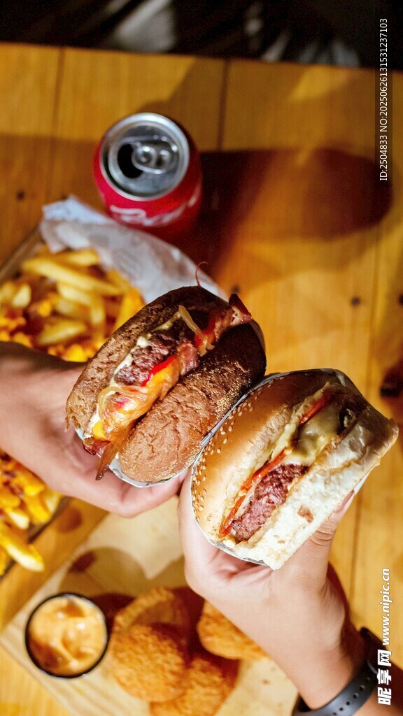 美味汉堡与小吃组合