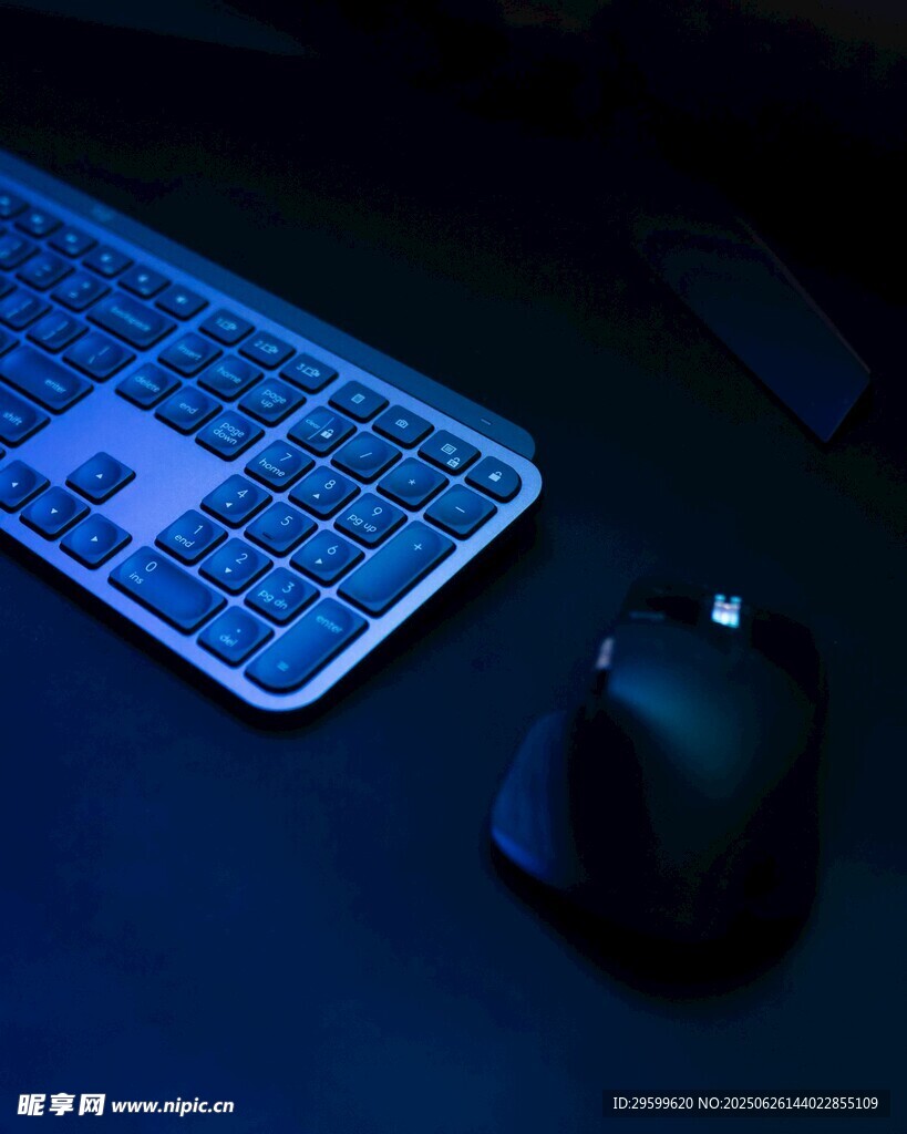 暗光下的键盘与鼠标