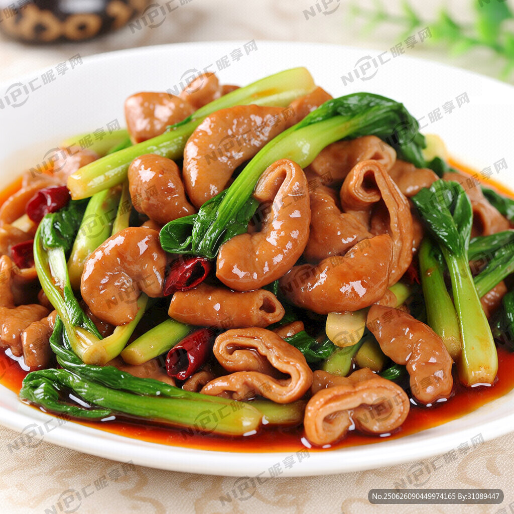 油菜苔烧肚肠尖