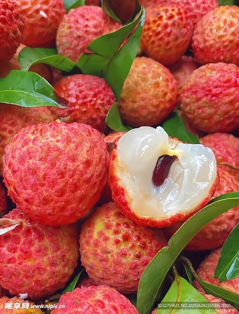 新鲜荔枝果肉饱满诱人