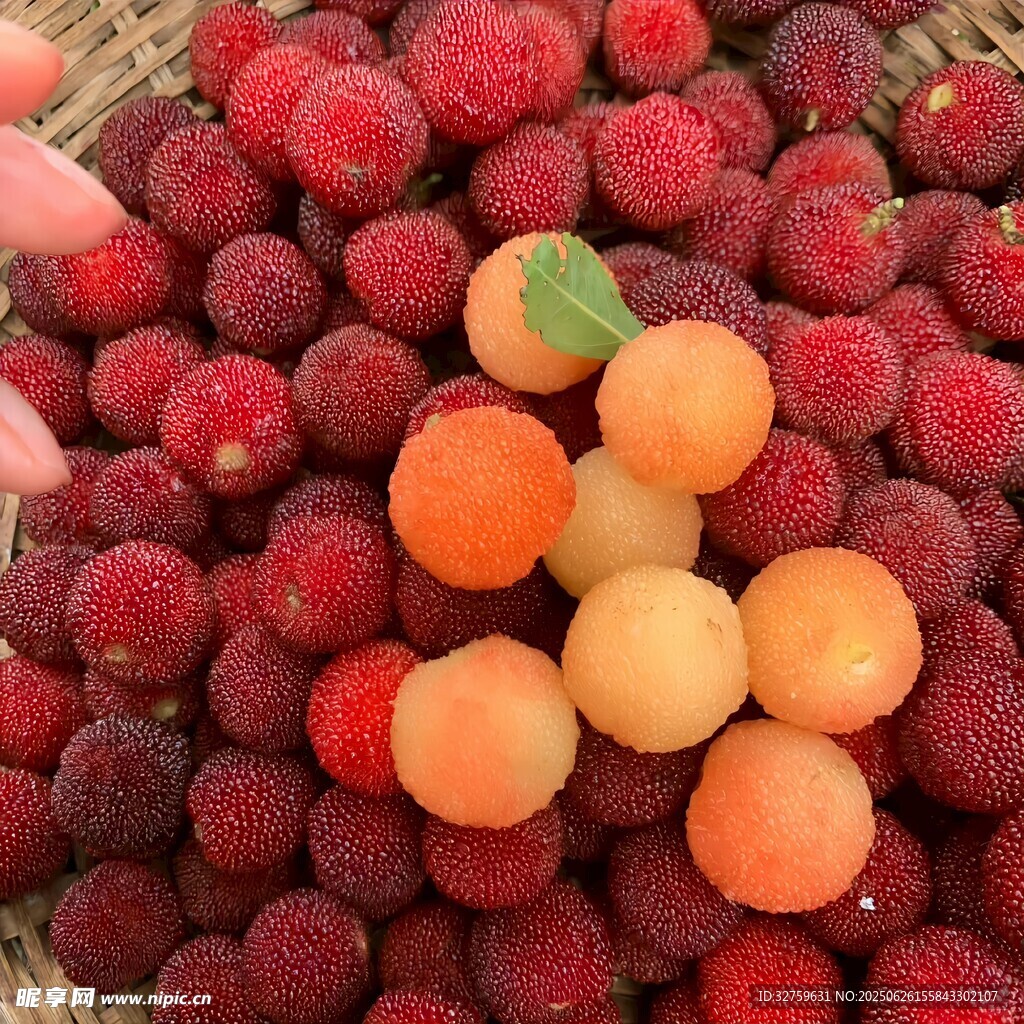 多彩鲜果堆于篮中