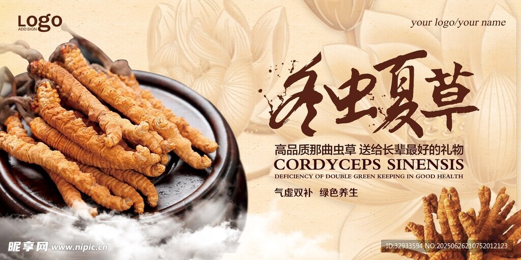 中医养生冬虫夏草展板设计