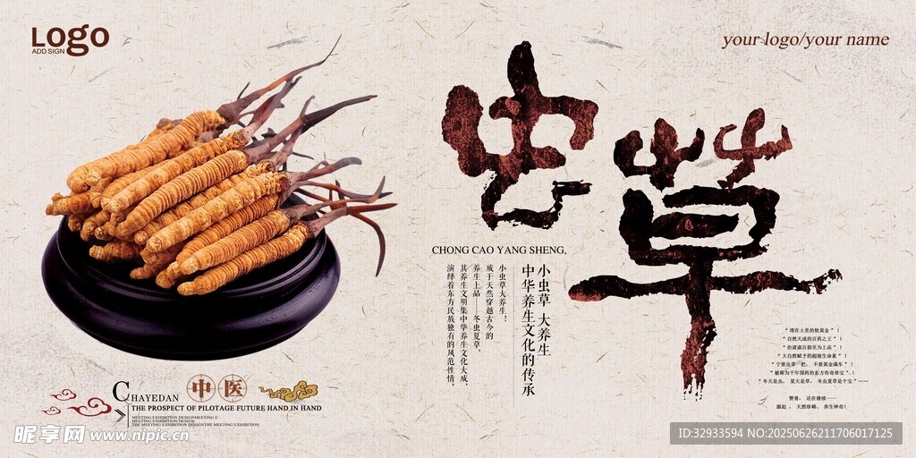 中国风虫草展板