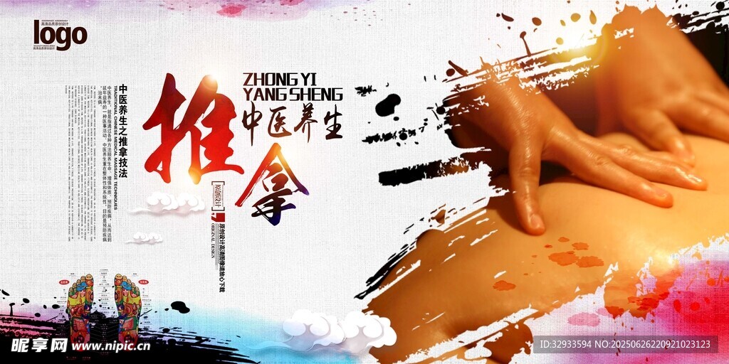 中医推拿足疗穴位文化海报