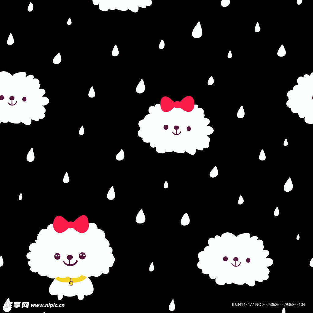 可爱云朵雨滴卡通图案