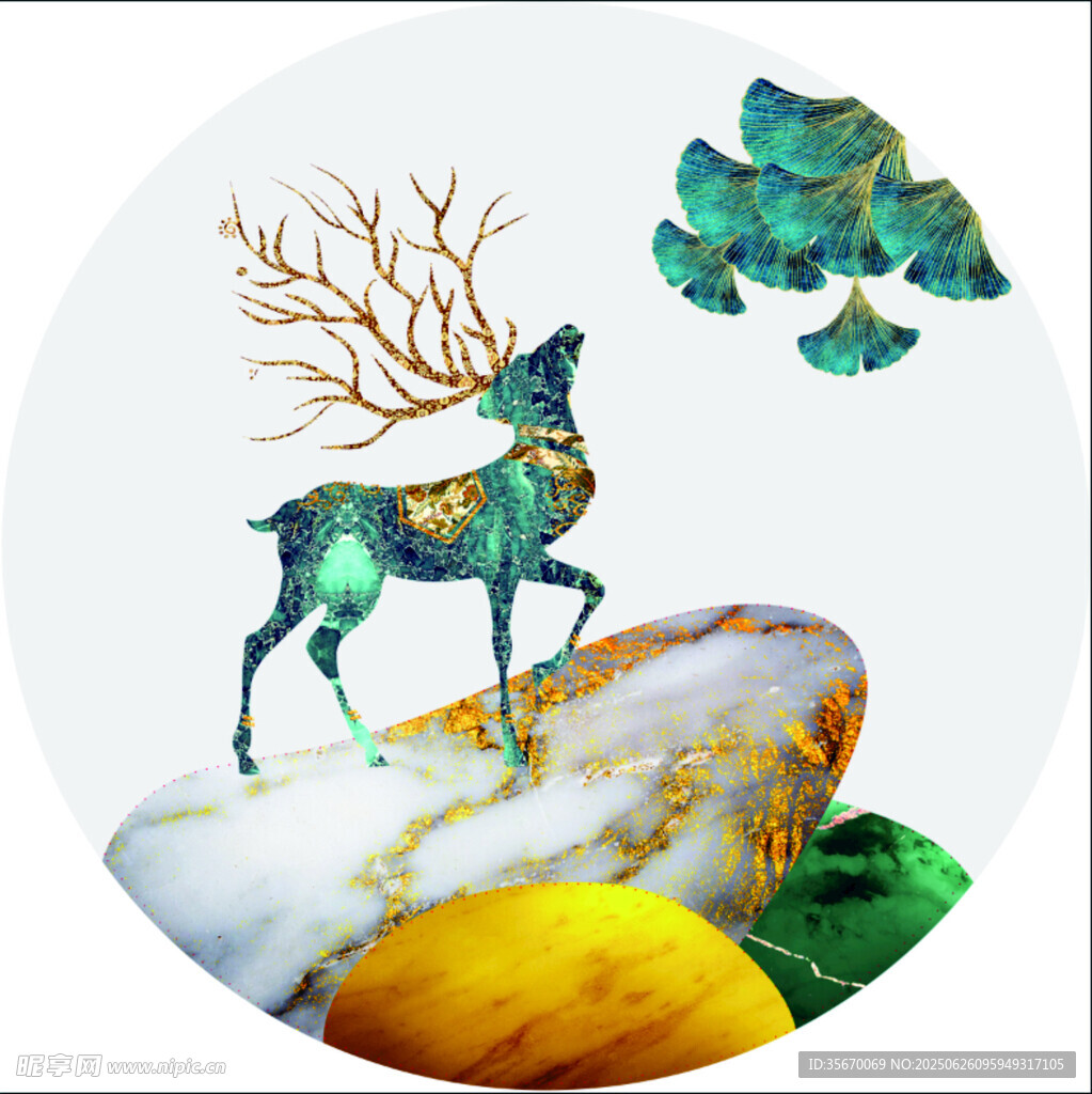 梦幻玉石麋鹿艺术图像画册