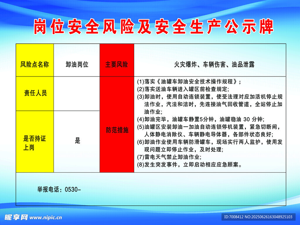加油站安全生产公示牌