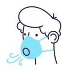 戴口罩男子呼气场景