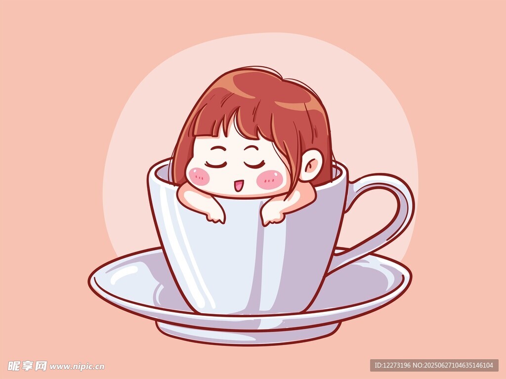 杯中休憩的可爱女孩