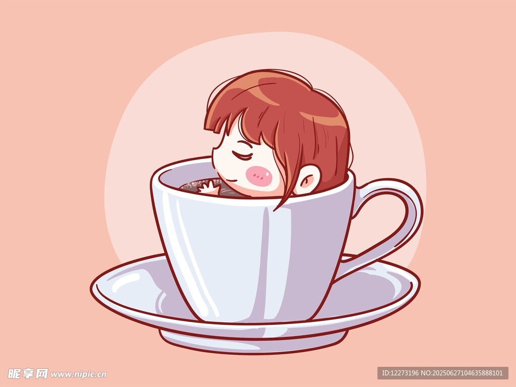 茶杯中的可爱女孩
