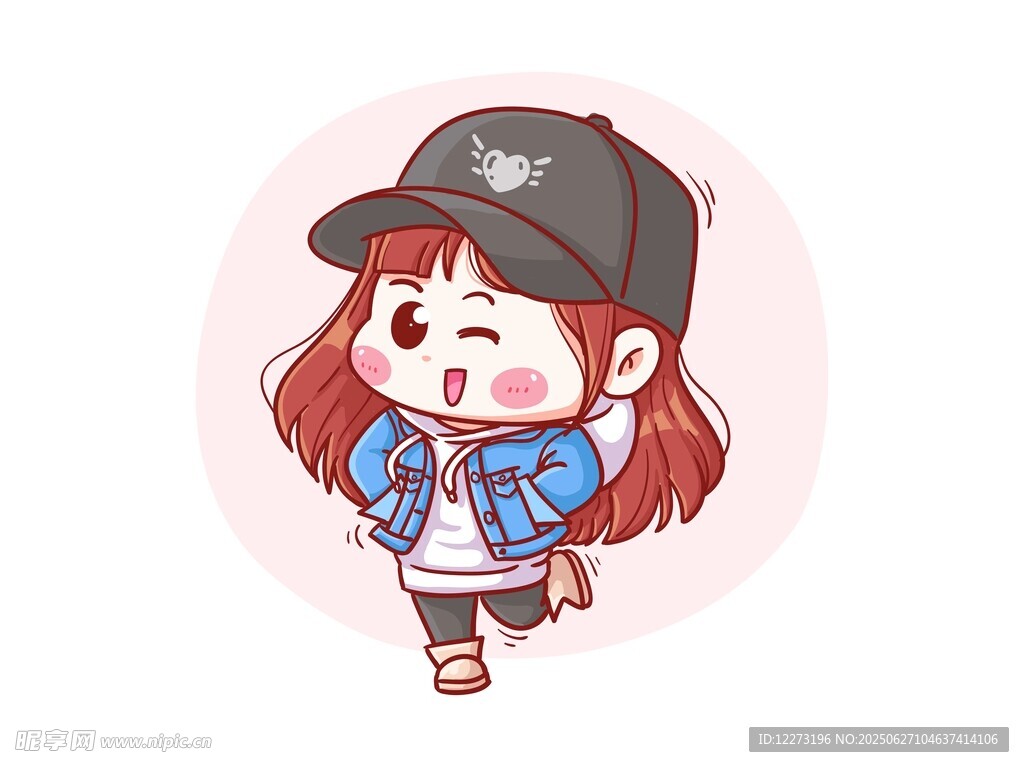 俏皮戴帽红衣女孩