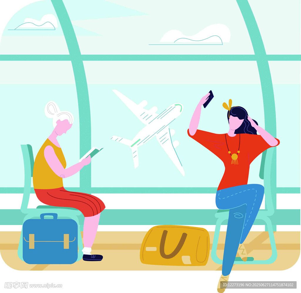 候机室中的旅客日常瞬间