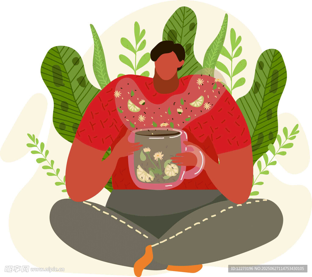 静坐品茶的男子