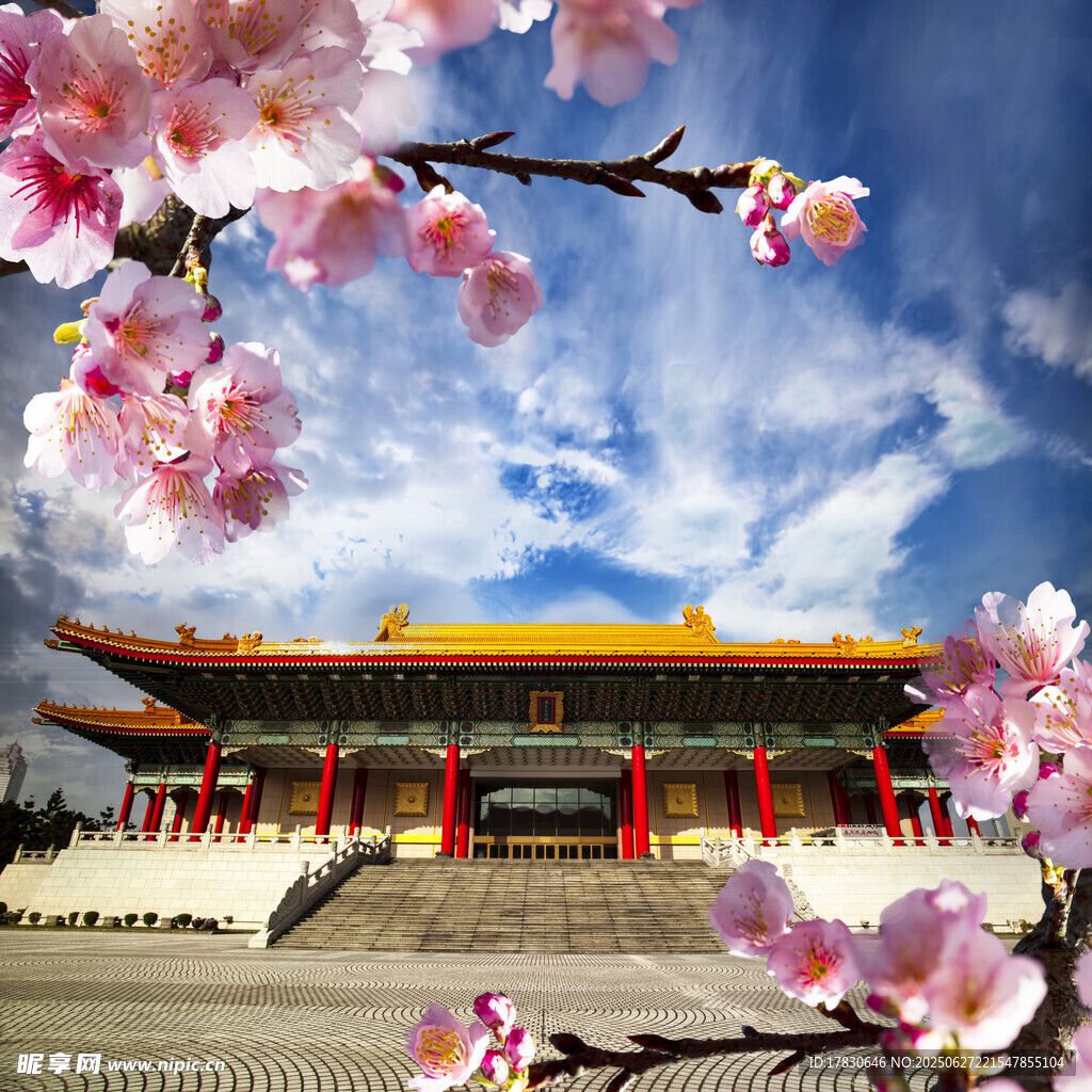 春日古建旁绽放的烂漫繁花