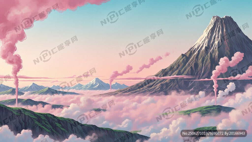 图片风格为梦幻插画 粉色系列