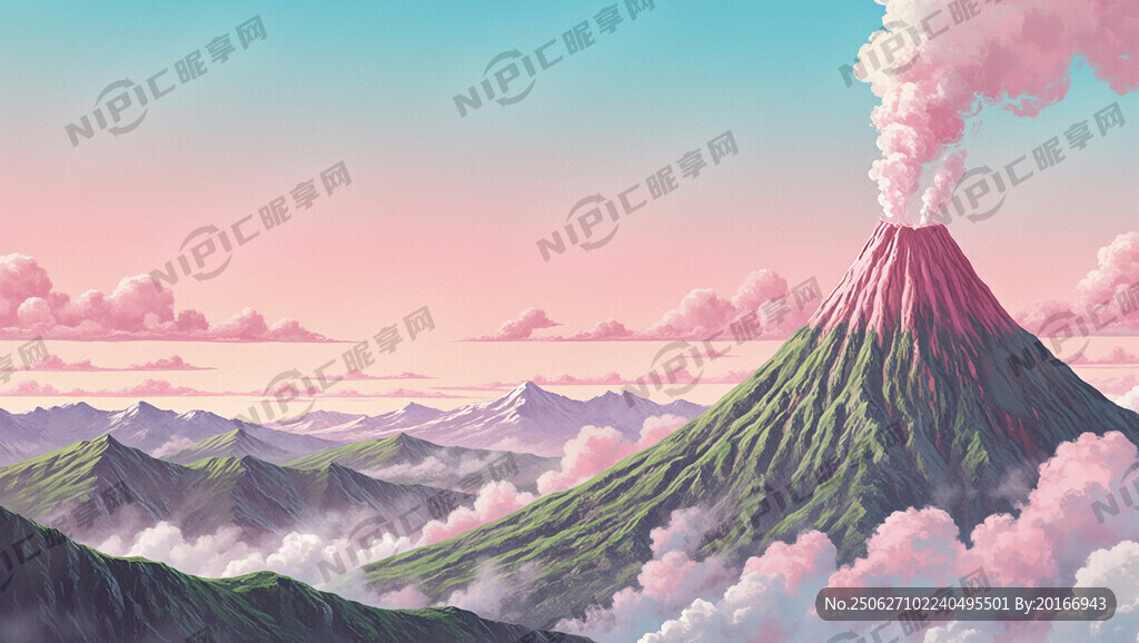 图片风格为梦幻插画 粉色系列