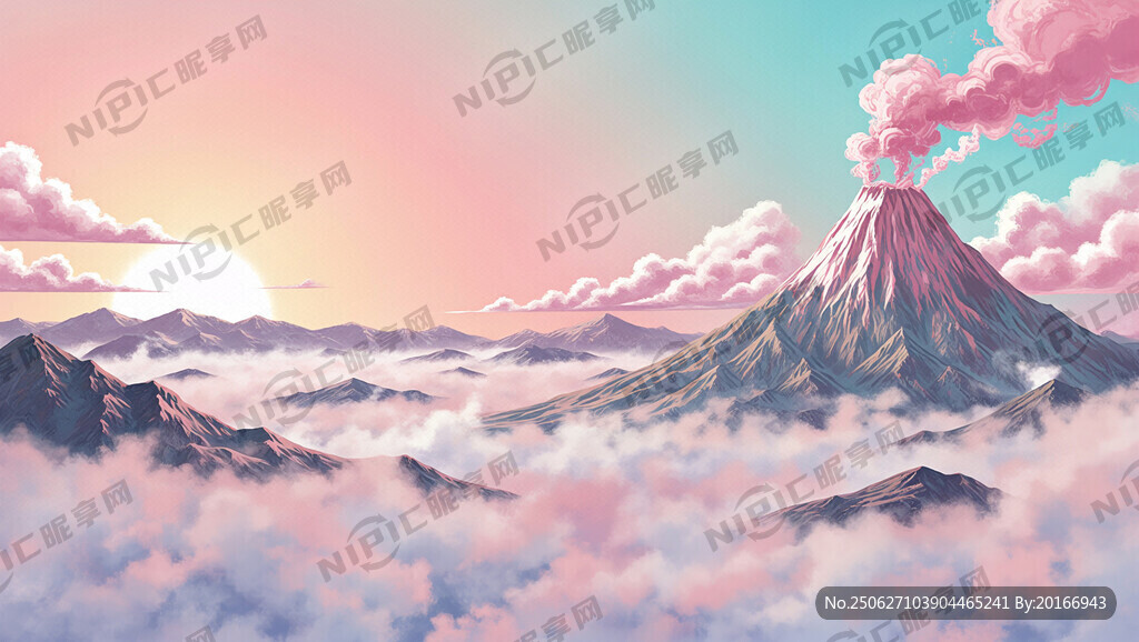 图片风格为梦幻插画场景