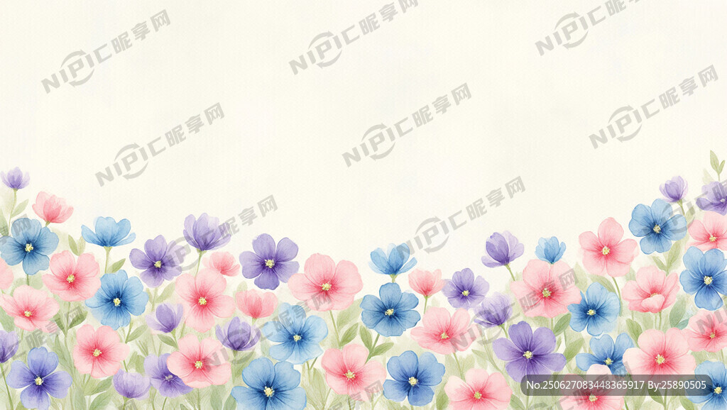 手绘花海 淡色系