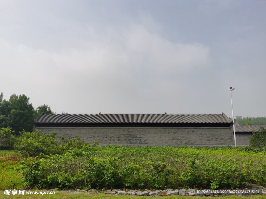 郊外厂房旁的绿植景观