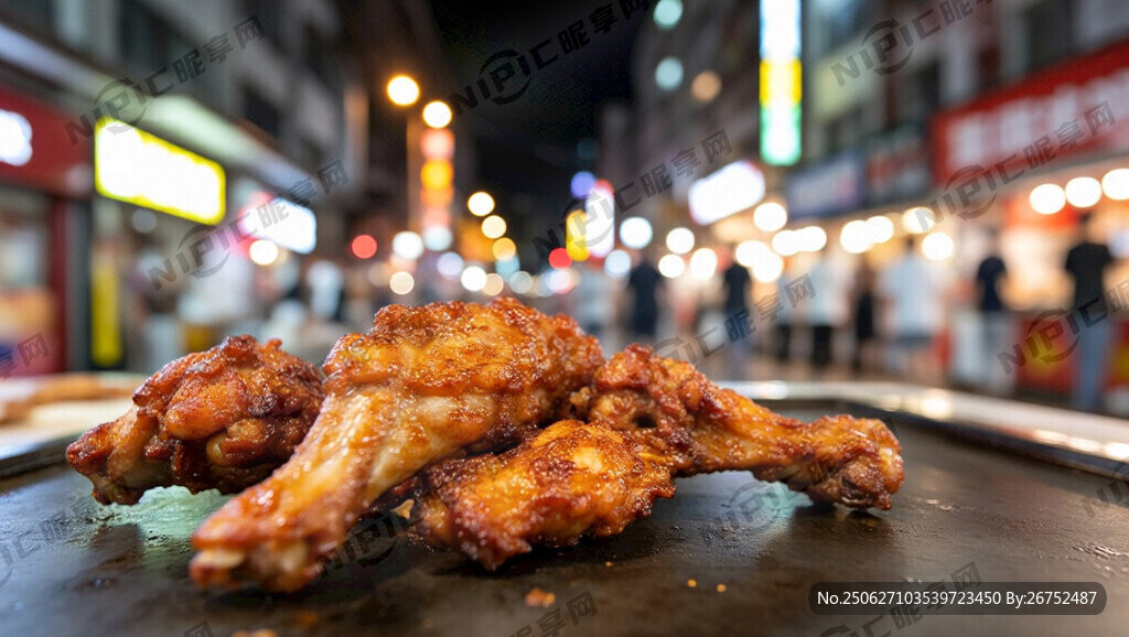 铁板鸡架广告图 街头夜市风格