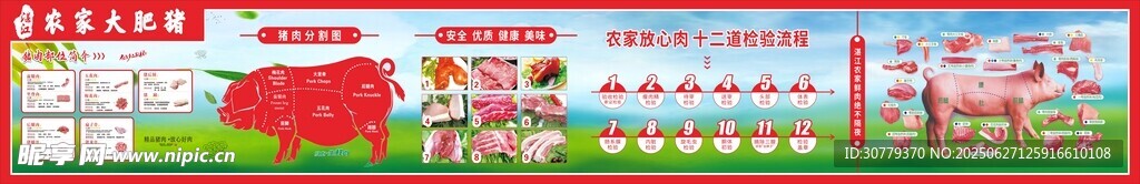 农家大肥猪猪肉宣传展板 