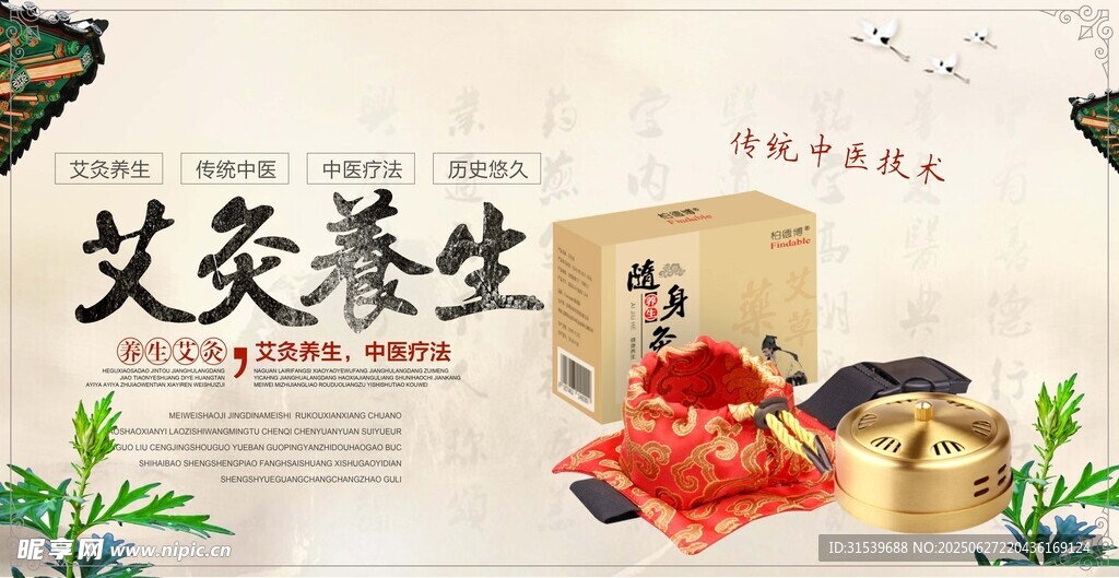 中医艾灸养生展板