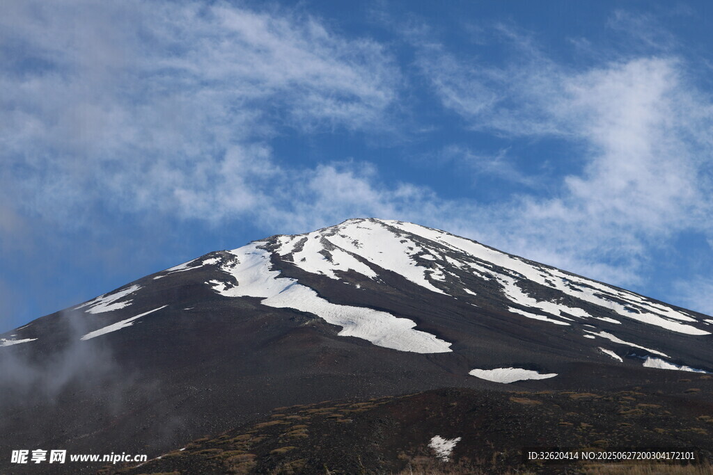 巍峨雪山富士山美景