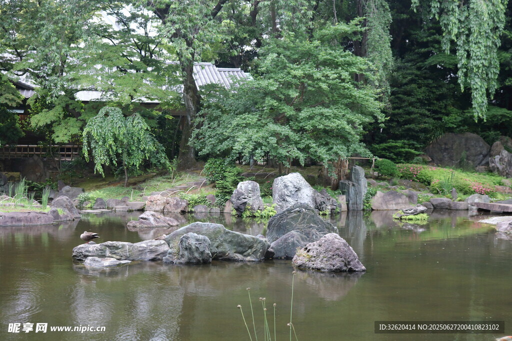 日式园林池塘景观