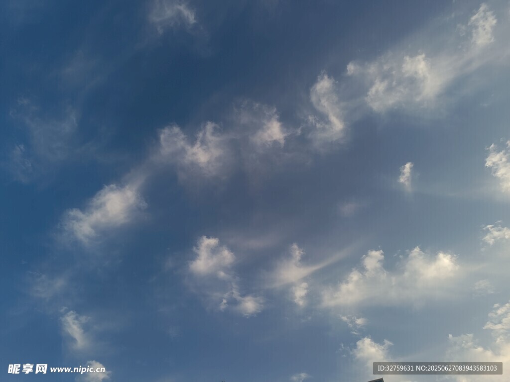 晴朗天空中的蓬松云朵