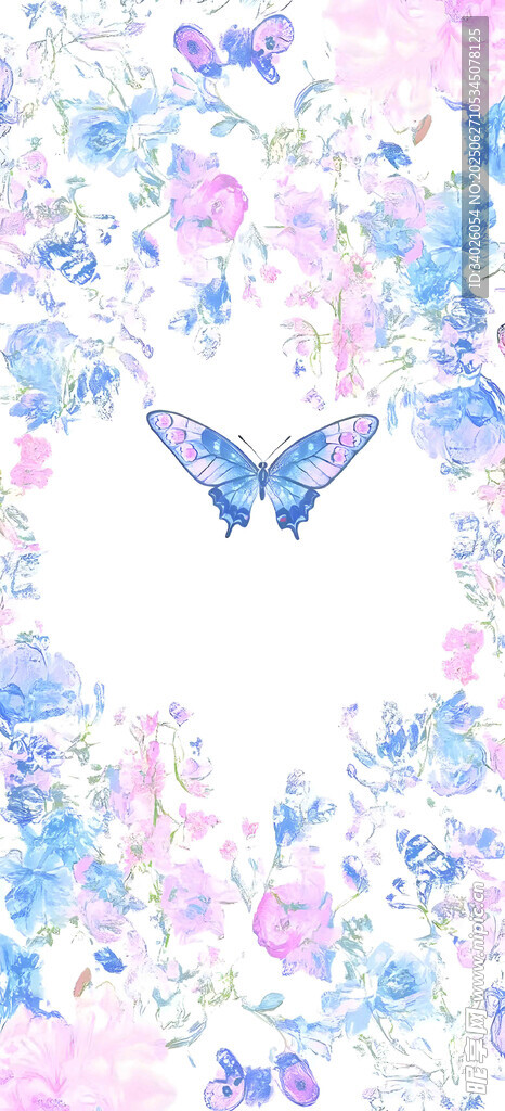 梦幻蝴蝶花卉背景图案