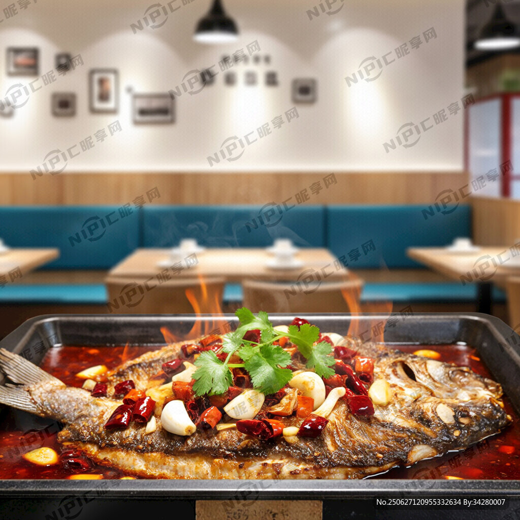 诱人的烤鱼 带有火辣的元素