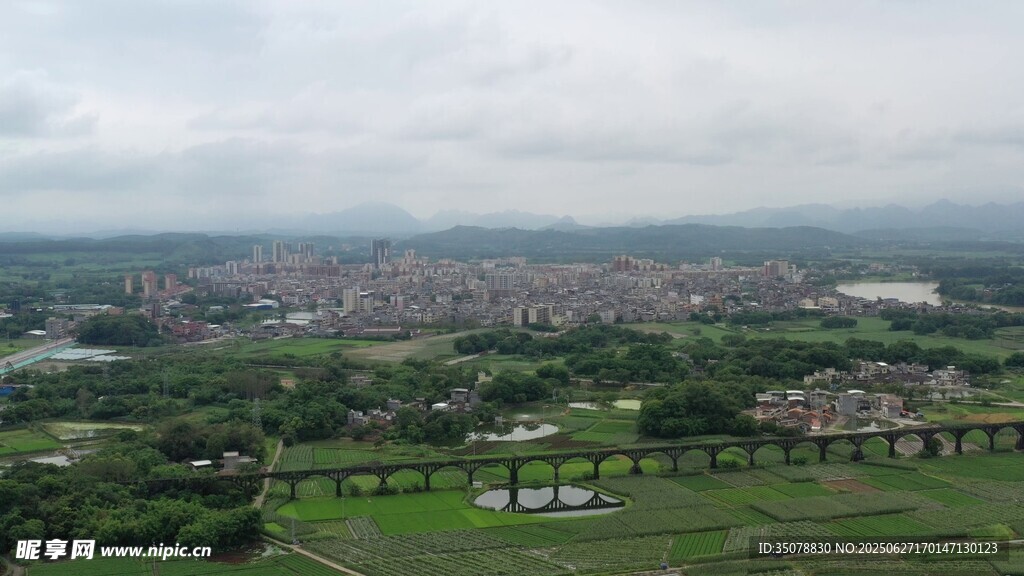 俯瞰城市与绿地景观