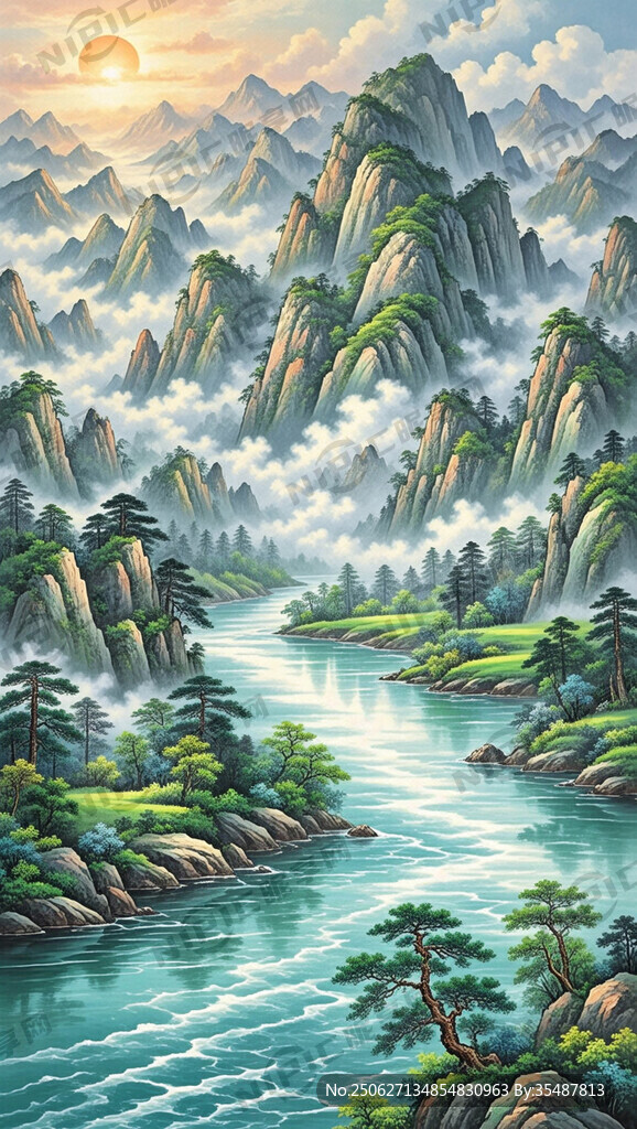 山水锦绣画