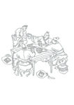 古代市井生活场景线描图