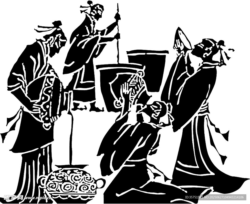 古代人物场景剪纸艺术