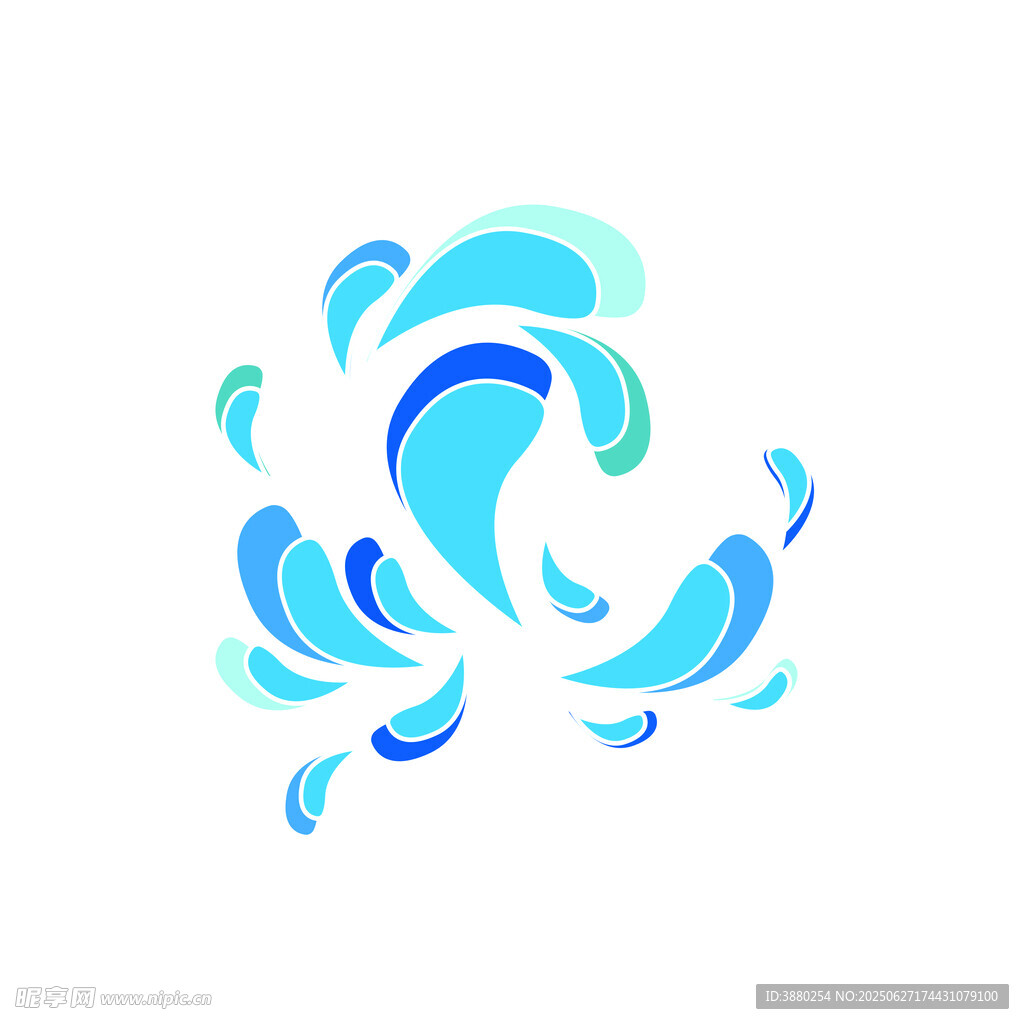 蓝色动感水花图案设计
