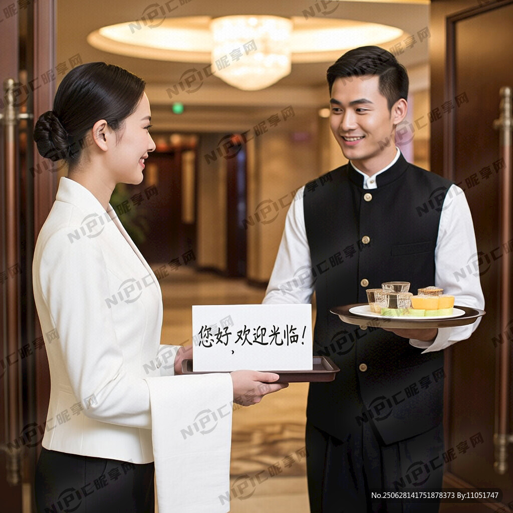酒店人员问候宾客一对一场景
