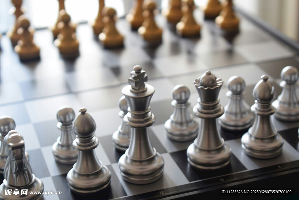 国际象棋棋子整齐排列
