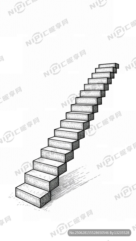 三段每段十级的台阶 向上延伸