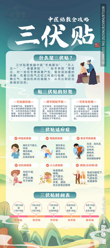 三伏贴养生知识科普海报