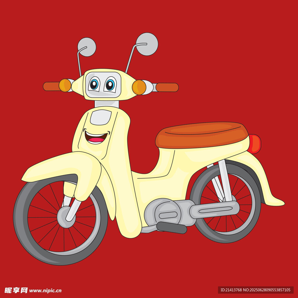 可爱卡通复古小摩托