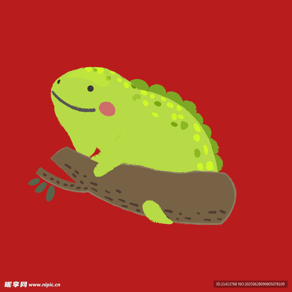 红色背景上的可爱绿青蛙